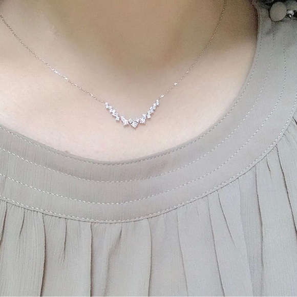 Curved CZ Necklace - Picture 4 of 8